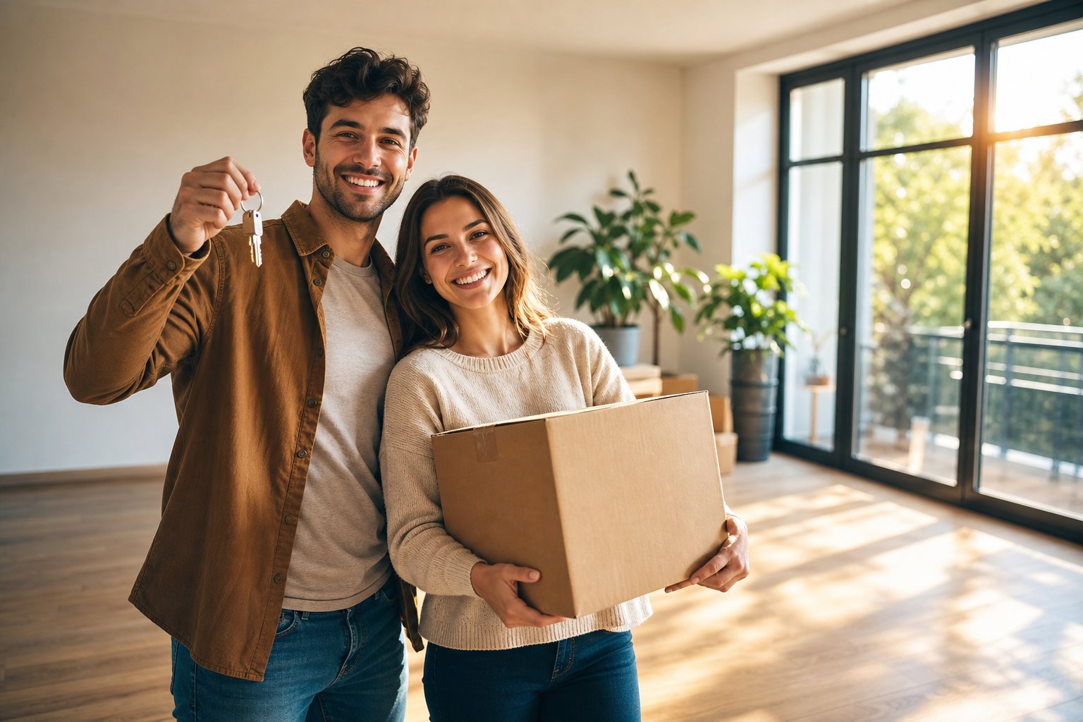First-time homebuyers in their new home