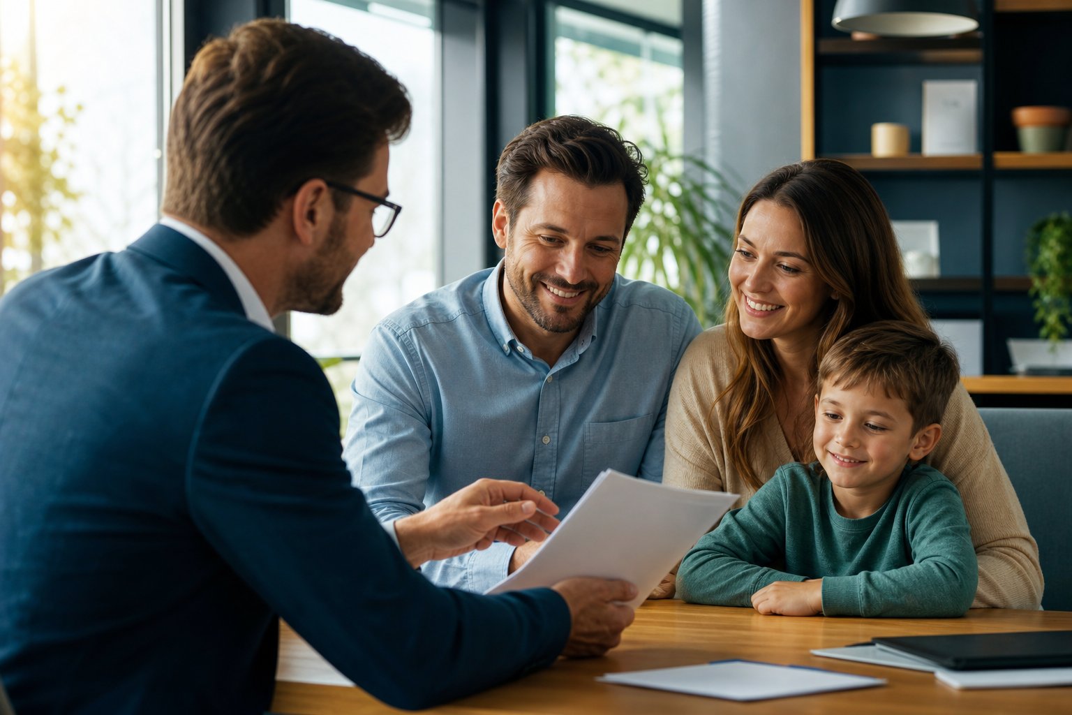 Insurance advisor meeting with a family